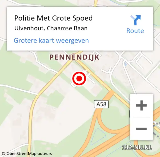 Locatie op kaart van de 112 melding: Politie Met Grote Spoed Naar Ulvenhout, Chaamse Baan op 18 juli 2022 12:02