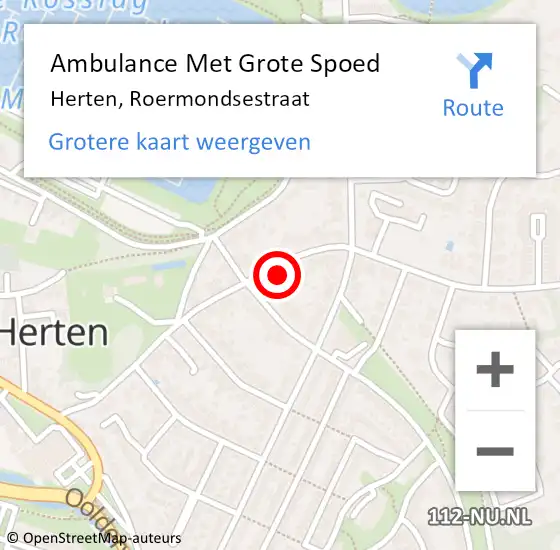 Locatie op kaart van de 112 melding: Ambulance Met Grote Spoed Naar Herten, Roermondsestraat op 18 juli 2022 12:21