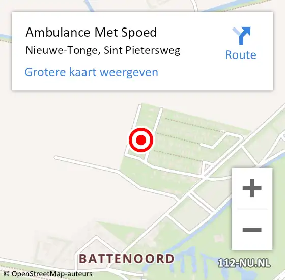 Locatie op kaart van de 112 melding: Ambulance Met Spoed Naar Nieuwe-Tonge, Sint Pietersweg op 18 juli 2022 12:29