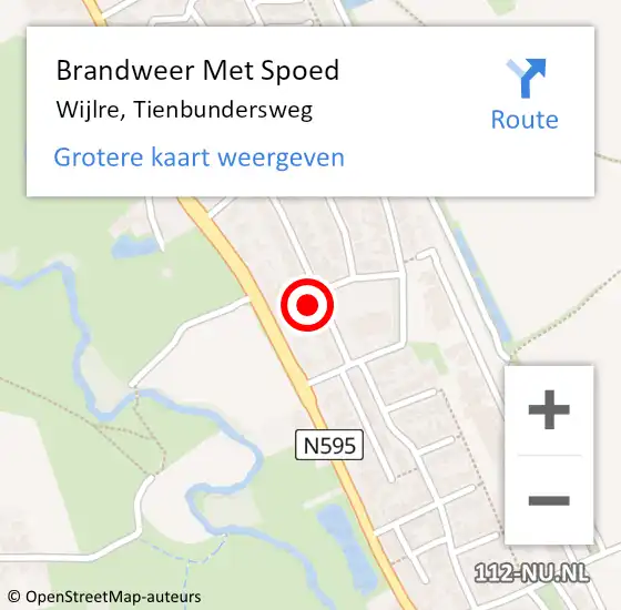 Locatie op kaart van de 112 melding: Brandweer Met Spoed Naar Wijlre, Tienbundersweg op 18 juli 2022 12:30