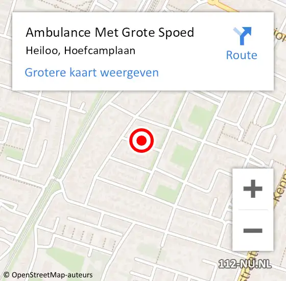 Locatie op kaart van de 112 melding: Ambulance Met Grote Spoed Naar Heiloo, Hoefcamplaan op 18 juli 2022 12:57