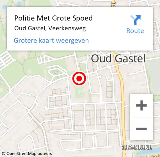 Locatie op kaart van de 112 melding: Politie Met Grote Spoed Naar Oud Gastel, Veerkensweg op 18 juli 2022 13:07
