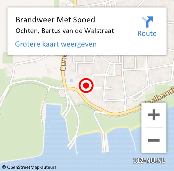 Locatie op kaart van de 112 melding: Brandweer Met Spoed Naar Ochten, Bartus van de Walstraat op 18 juli 2022 13:09