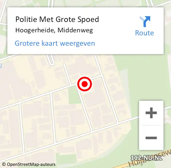 Locatie op kaart van de 112 melding: Politie Met Grote Spoed Naar Hoogerheide, Middenweg op 18 juli 2022 13:24