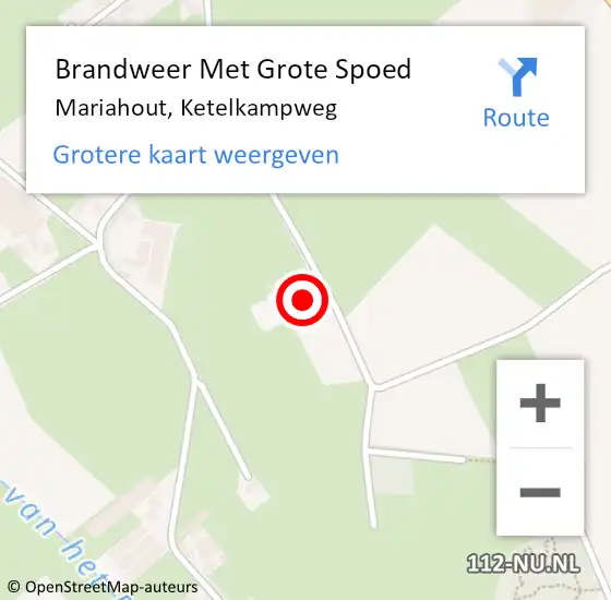 Locatie op kaart van de 112 melding: Brandweer Met Grote Spoed Naar Mariahout, Ketelkampweg op 18 juli 2022 13:26