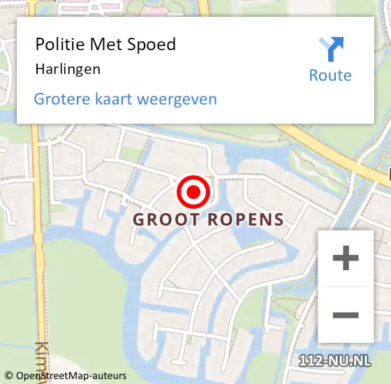 Locatie op kaart van de 112 melding: Politie Met Spoed Naar Harlingen op 18 juli 2022 13:36