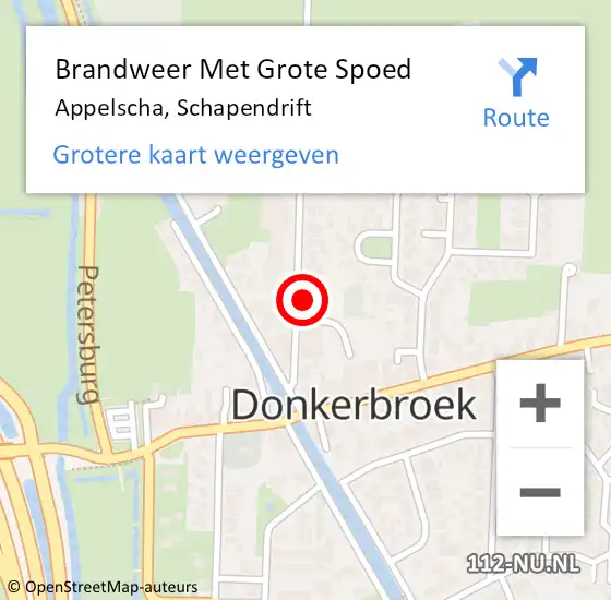 Locatie op kaart van de 112 melding: Brandweer Met Grote Spoed Naar Appelscha, Schapendrift op 18 juli 2022 13:39