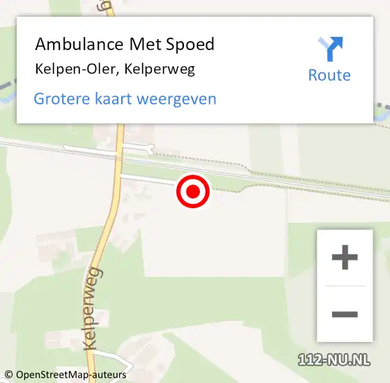 Locatie op kaart van de 112 melding: Ambulance Met Spoed Naar Kelpen-Oler, Kelperweg op 18 juli 2022 13:40