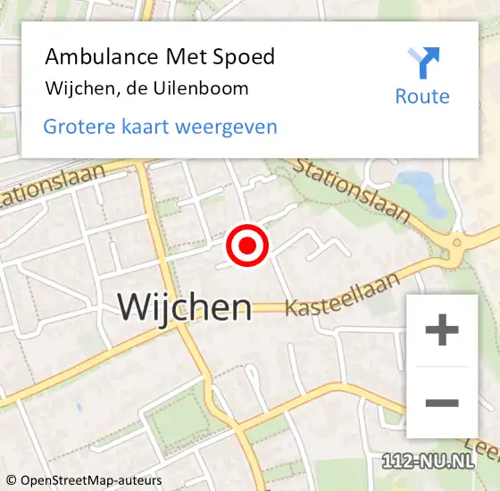 Locatie op kaart van de 112 melding: Ambulance Met Spoed Naar Wijchen, de Uilenboom op 18 juli 2022 13:44