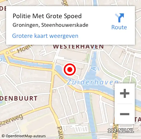 Locatie op kaart van de 112 melding: Politie Met Grote Spoed Naar Groningen, Steenhouwerskade op 18 juli 2022 13:59