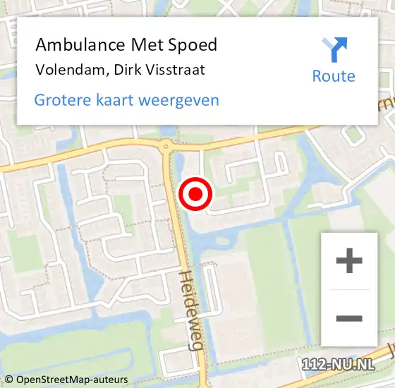 Locatie op kaart van de 112 melding: Ambulance Met Spoed Naar Volendam, Dirk Visstraat op 18 juli 2022 14:03