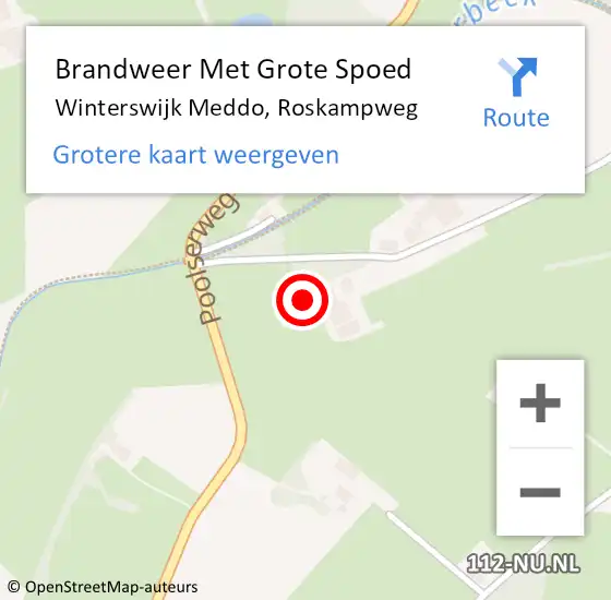 Locatie op kaart van de 112 melding: Brandweer Met Grote Spoed Naar Winterswijk Meddo, Roskampweg op 18 juli 2022 14:05