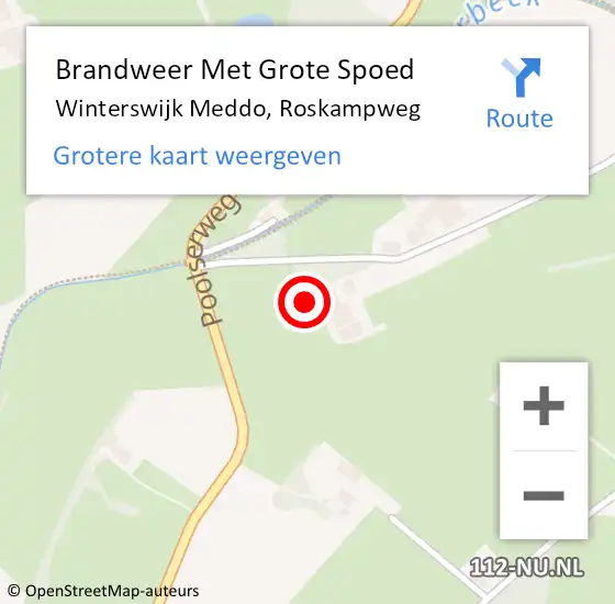 Locatie op kaart van de 112 melding: Brandweer Met Grote Spoed Naar Winterswijk Meddo, Roskampweg op 18 juli 2022 14:10