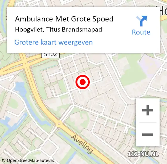 Locatie op kaart van de 112 melding: Ambulance Met Grote Spoed Naar Hoogvliet, Titus Brandsmapad op 18 juli 2022 14:16