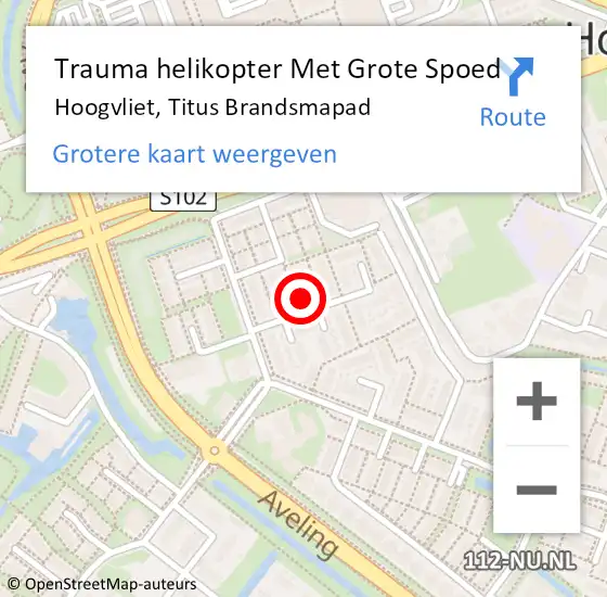 Locatie op kaart van de 112 melding: Trauma helikopter Met Grote Spoed Naar Hoogvliet, Titus Brandsmapad op 18 juli 2022 14:16