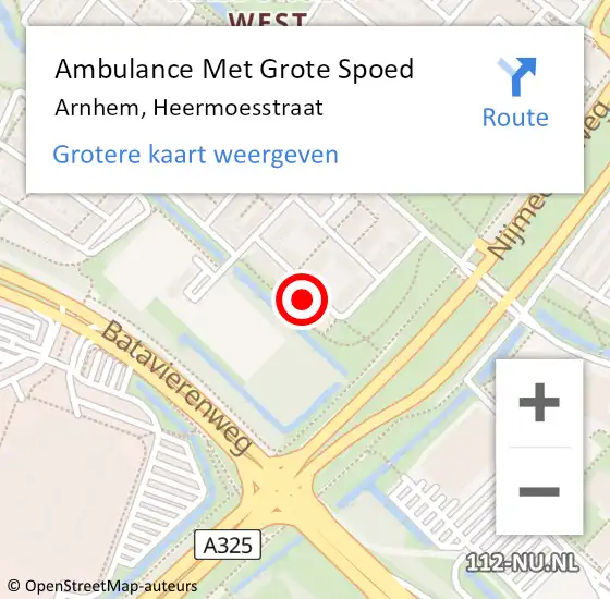 Locatie op kaart van de 112 melding: Ambulance Met Grote Spoed Naar Arnhem, Heermoesstraat op 18 juli 2022 14:18