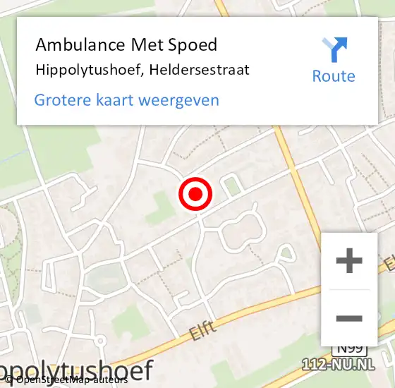 Locatie op kaart van de 112 melding: Ambulance Met Spoed Naar Hippolytushoef, Heldersestraat op 18 juli 2022 14:33