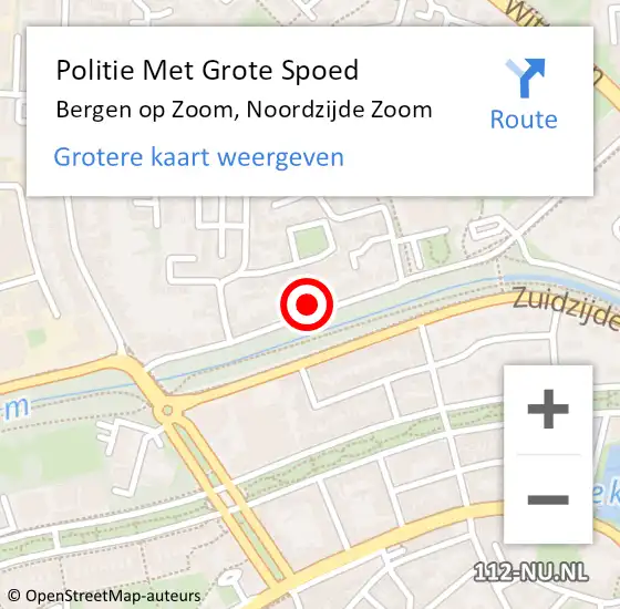 Locatie op kaart van de 112 melding: Politie Met Grote Spoed Naar Bergen op Zoom, Noordzijde Zoom op 18 juli 2022 14:53