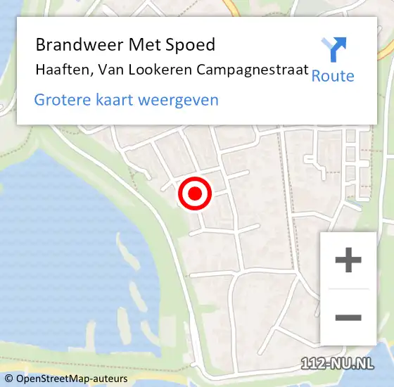 Locatie op kaart van de 112 melding: Brandweer Met Spoed Naar Haaften, Van Lookeren Campagnestraat op 18 juli 2022 15:03