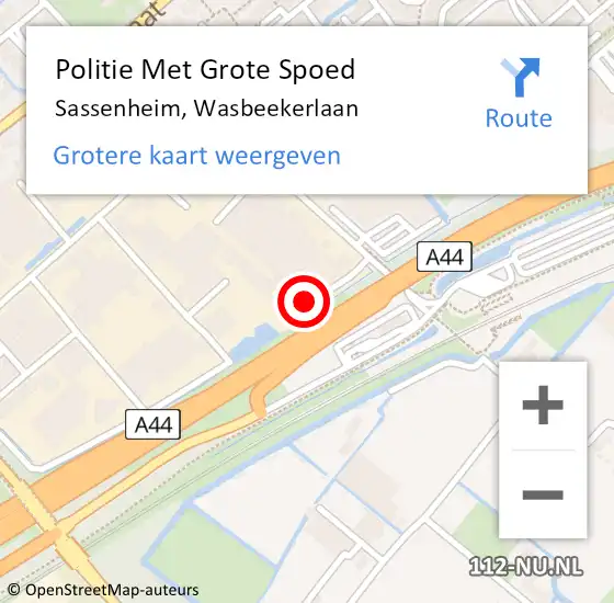 Locatie op kaart van de 112 melding: Politie Met Grote Spoed Naar Sassenheim, Wasbeekerlaan op 18 juli 2022 15:11