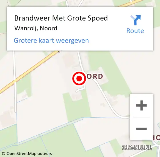 Locatie op kaart van de 112 melding: Brandweer Met Grote Spoed Naar Wanroij, Noord op 18 juli 2022 15:16