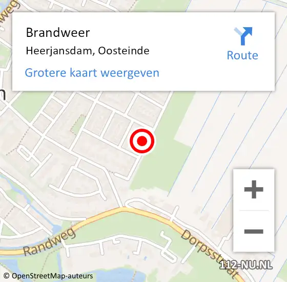 Locatie op kaart van de 112 melding: Brandweer Heerjansdam, Oosteinde op 18 juli 2022 15:20