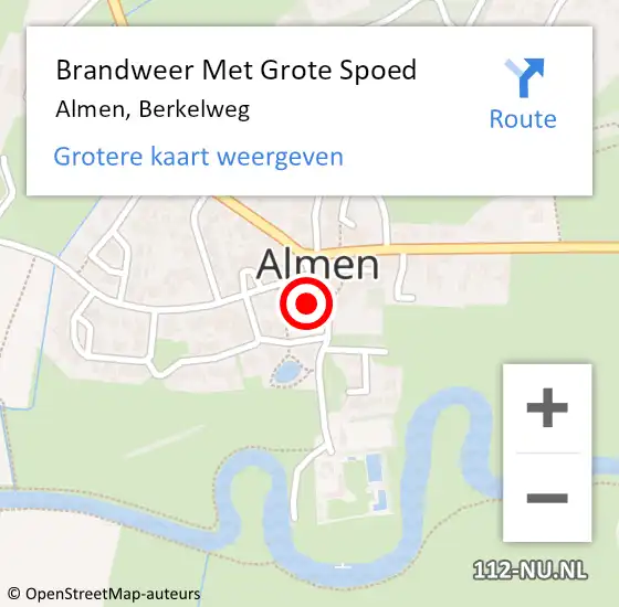 Locatie op kaart van de 112 melding: Brandweer Met Grote Spoed Naar Almen, Berkelweg op 18 juli 2022 15:24