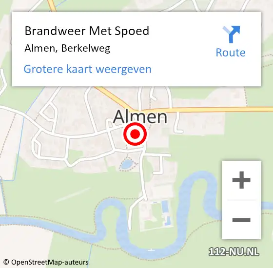 Locatie op kaart van de 112 melding: Brandweer Met Spoed Naar Almen, Berkelweg op 18 juli 2022 15:25