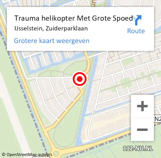 Locatie op kaart van de 112 melding: Trauma helikopter Met Grote Spoed Naar IJsselstein, Zuiderparklaan op 18 juli 2022 15:50