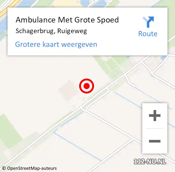 Locatie op kaart van de 112 melding: Ambulance Met Grote Spoed Naar Schagerbrug, Ruigeweg op 18 juli 2022 15:51