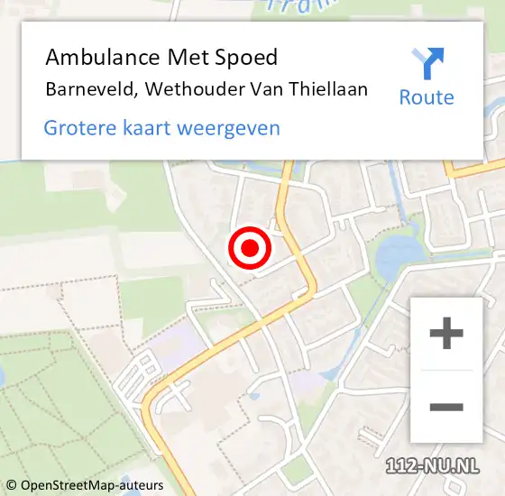 Locatie op kaart van de 112 melding: Ambulance Met Spoed Naar Barneveld, Wethouder Van Thiellaan op 18 juli 2022 16:17