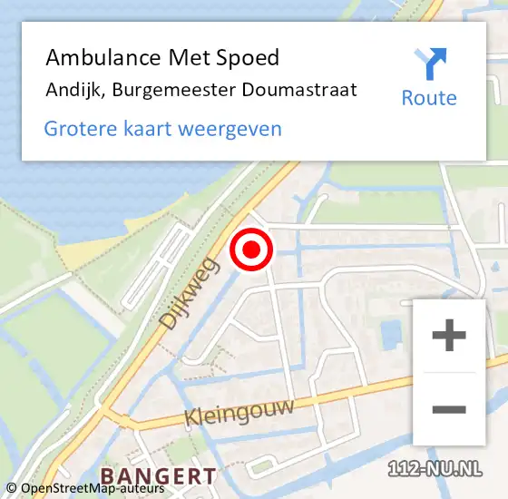 Locatie op kaart van de 112 melding: Ambulance Met Spoed Naar Andijk, Burgemeester Doumastraat op 18 juli 2022 16:34