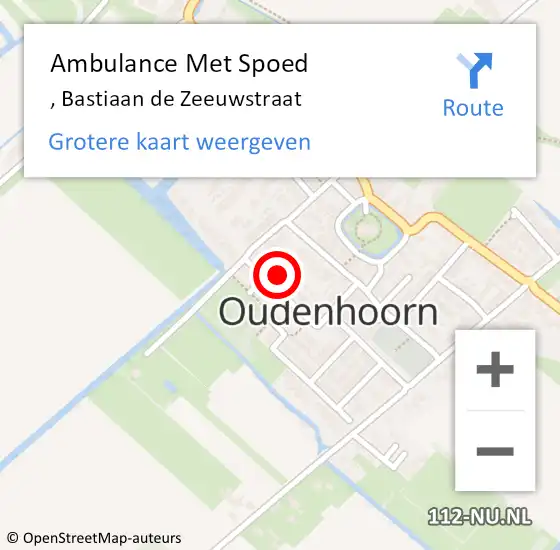 Locatie op kaart van de 112 melding: Ambulance Met Spoed Naar Oudenhoorn, Bastiaan de Zeeuwstraat op 18 juli 2022 16:36