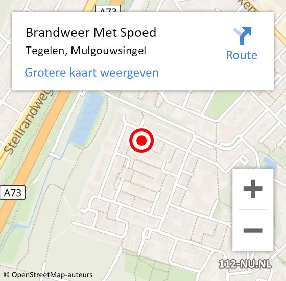 Locatie op kaart van de 112 melding: Brandweer Met Spoed Naar Tegelen, Mulgouwsingel op 18 juli 2022 16:37