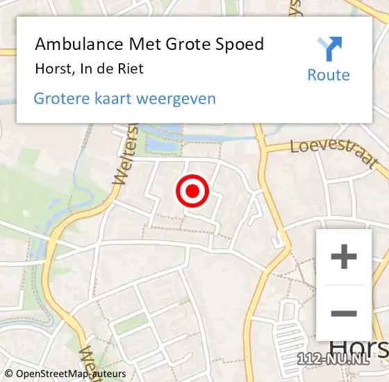 Locatie op kaart van de 112 melding: Ambulance Met Grote Spoed Naar Horst, In de Riet op 23 juli 2014 16:01