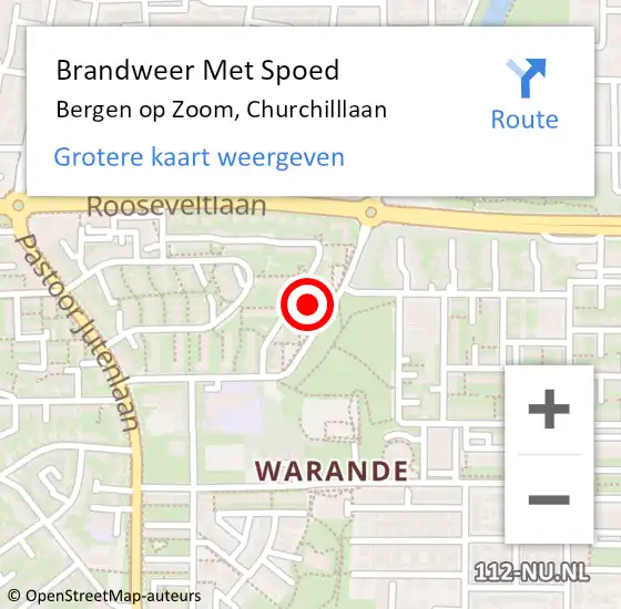 Locatie op kaart van de 112 melding: Brandweer Met Spoed Naar Bergen op Zoom, Churchilllaan op 18 juli 2022 16:39