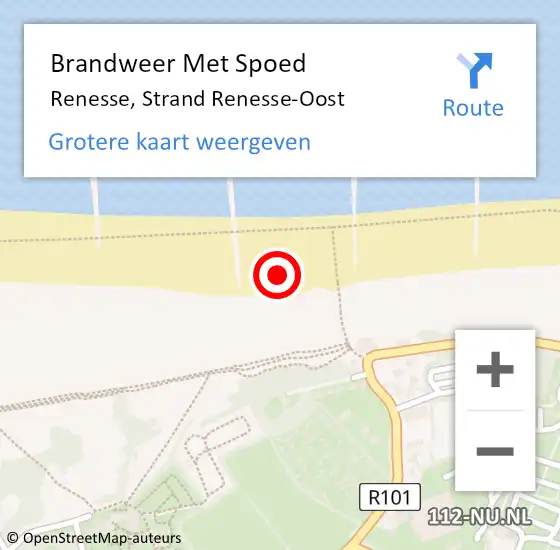 Locatie op kaart van de 112 melding: Brandweer Met Spoed Naar Renesse, Strand Renesse-Oost op 18 juli 2022 16:44