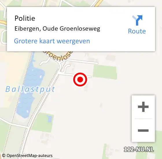 Locatie op kaart van de 112 melding: Politie Eibergen, Oude Groenloseweg op 18 juli 2022 16:49