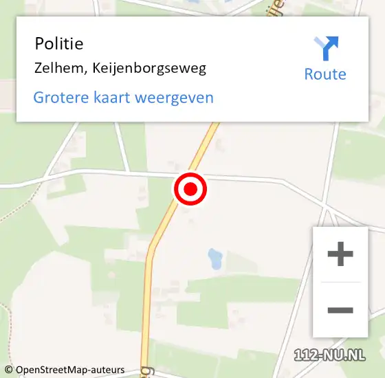 Locatie op kaart van de 112 melding: Politie Zelhem, Keijenborgseweg op 18 juli 2022 17:00