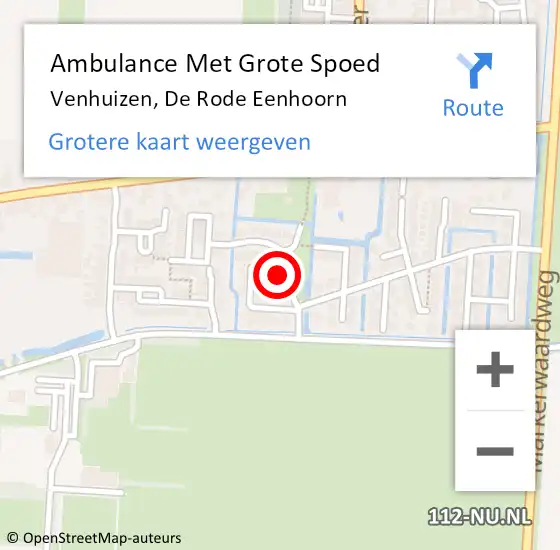 Locatie op kaart van de 112 melding: Ambulance Met Grote Spoed Naar Venhuizen, De Rode Eenhoorn op 18 juli 2022 17:07