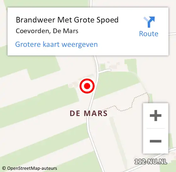 Locatie op kaart van de 112 melding: Brandweer Met Grote Spoed Naar Coevorden, De Mars op 18 juli 2022 17:13