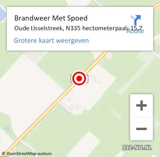 Locatie op kaart van de 112 melding: Brandweer Met Spoed Naar Oude IJsselstreek, N335 hectometerpaal: 15,7 op 18 juli 2022 17:31