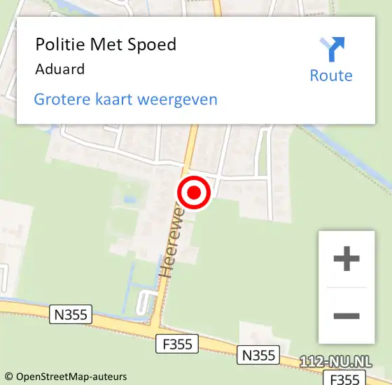 Locatie op kaart van de 112 melding: Politie Met Spoed Naar Aduard op 18 juli 2022 18:14