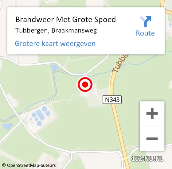 Locatie op kaart van de 112 melding: Brandweer Met Grote Spoed Naar Tubbergen, Braakmansweg op 18 juli 2022 18:59