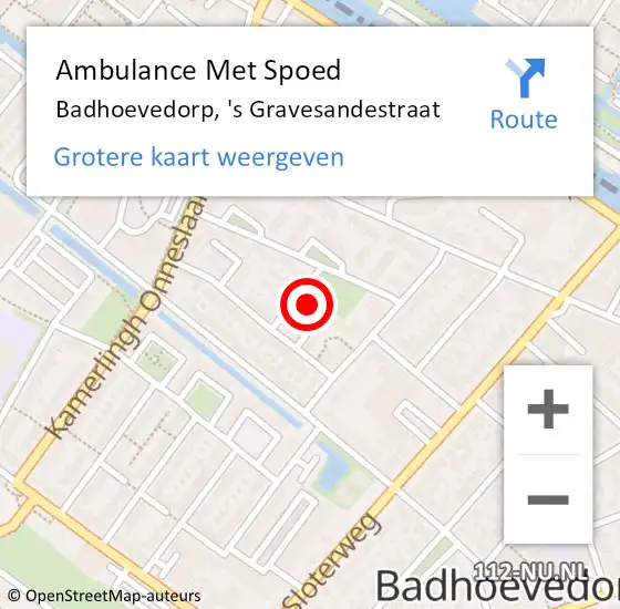 Locatie op kaart van de 112 melding: Ambulance Met Spoed Naar Badhoevedorp, 's Gravesandestraat op 18 juli 2022 19:04