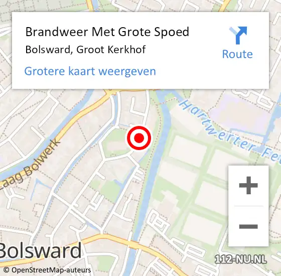 Locatie op kaart van de 112 melding: Brandweer Met Grote Spoed Naar Bolsward, Groot Kerkhof op 18 juli 2022 19:14