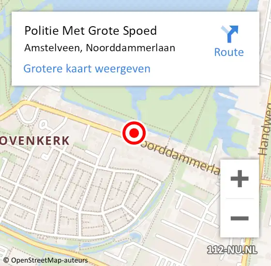 Locatie op kaart van de 112 melding: Politie Met Grote Spoed Naar Amstelveen, Noorddammerlaan op 18 juli 2022 19:19