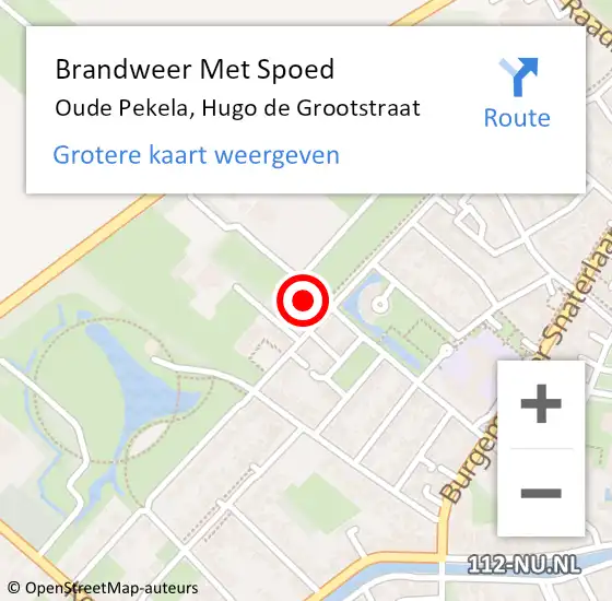 Locatie op kaart van de 112 melding: Brandweer Met Spoed Naar Oude Pekela, Hugo de Grootstraat op 18 juli 2022 19:42