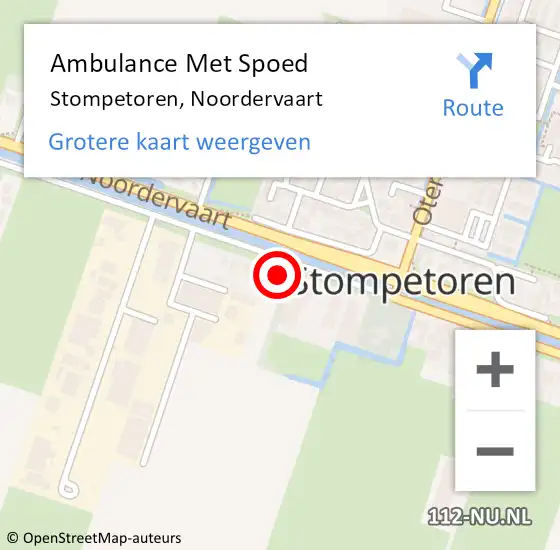 Locatie op kaart van de 112 melding: Ambulance Met Spoed Naar Stompetoren, Noordervaart op 23 juli 2014 16:19