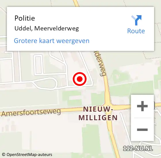 Locatie op kaart van de 112 melding: Politie Uddel, Meervelderweg op 18 juli 2022 20:00
